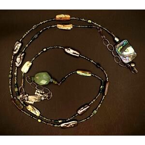 Pearl, Crystal and Abalone Beaded Necklace